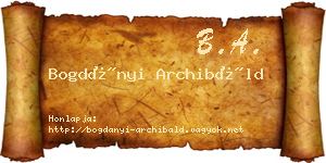 Bogdányi Archibáld névjegykártya